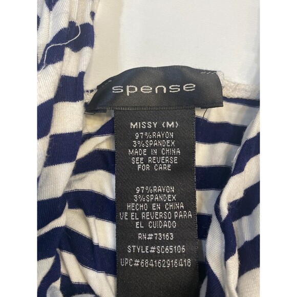 Spense Missy Size M Navy Blue and White Striped Maxi Tank Dress V-Neck - Picture 4 of 8